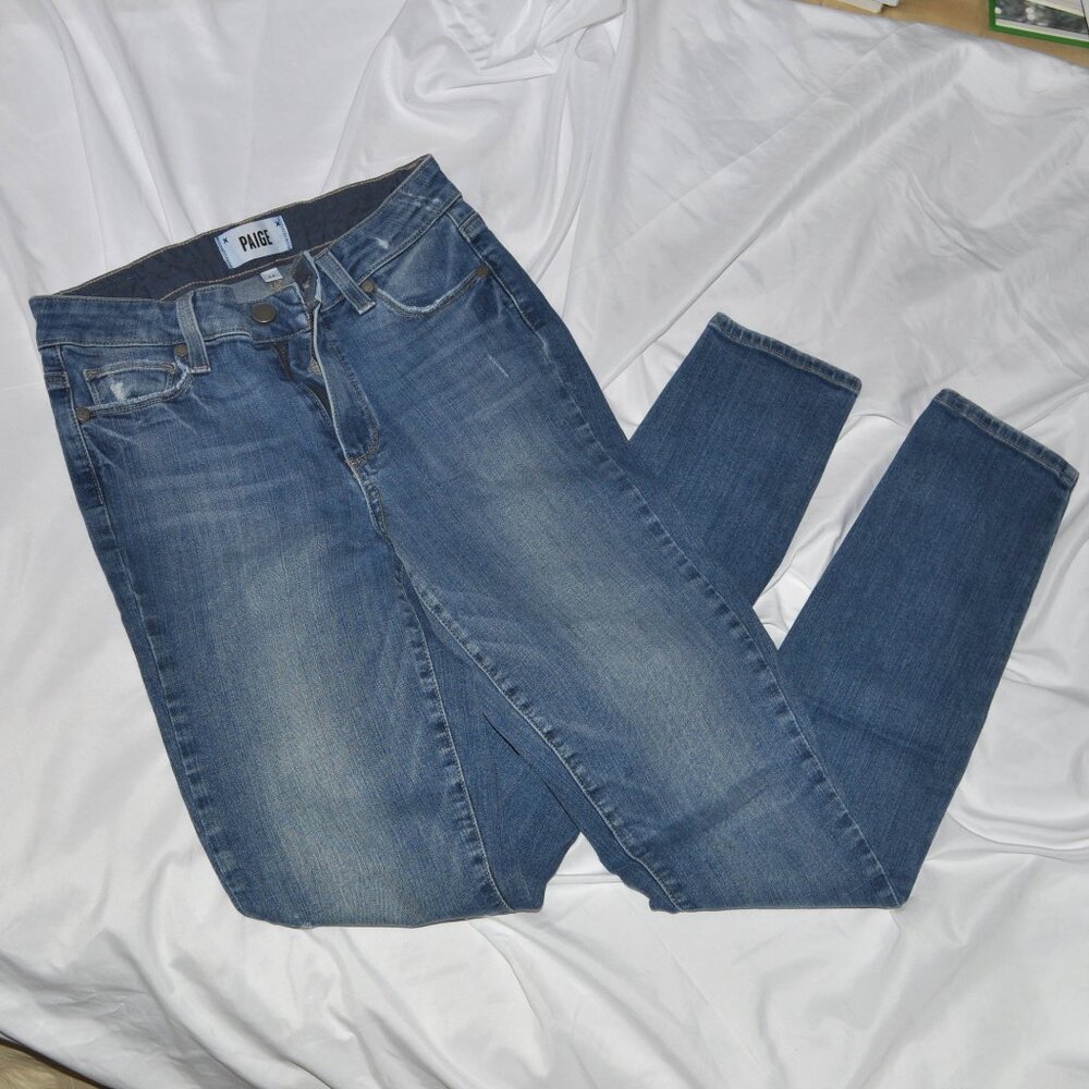 Women's Paige Jeans Hoxton Ultra Skinny size 24 distressed medium wash blue